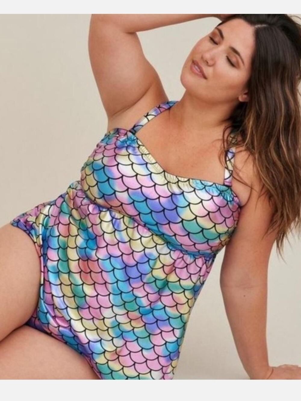 Torrid Iridescent Mermaid Tankini Swimsuit Size 4 Top Size 3 Bottoms 4X 3X